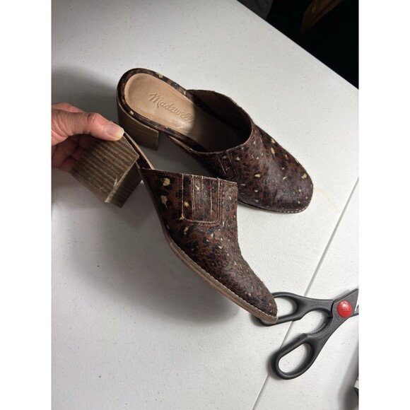 Madewell The Carey Block Clog Mule in Painted Leopard Calf Hair Squared Toe 8 - Picture 15 of 16